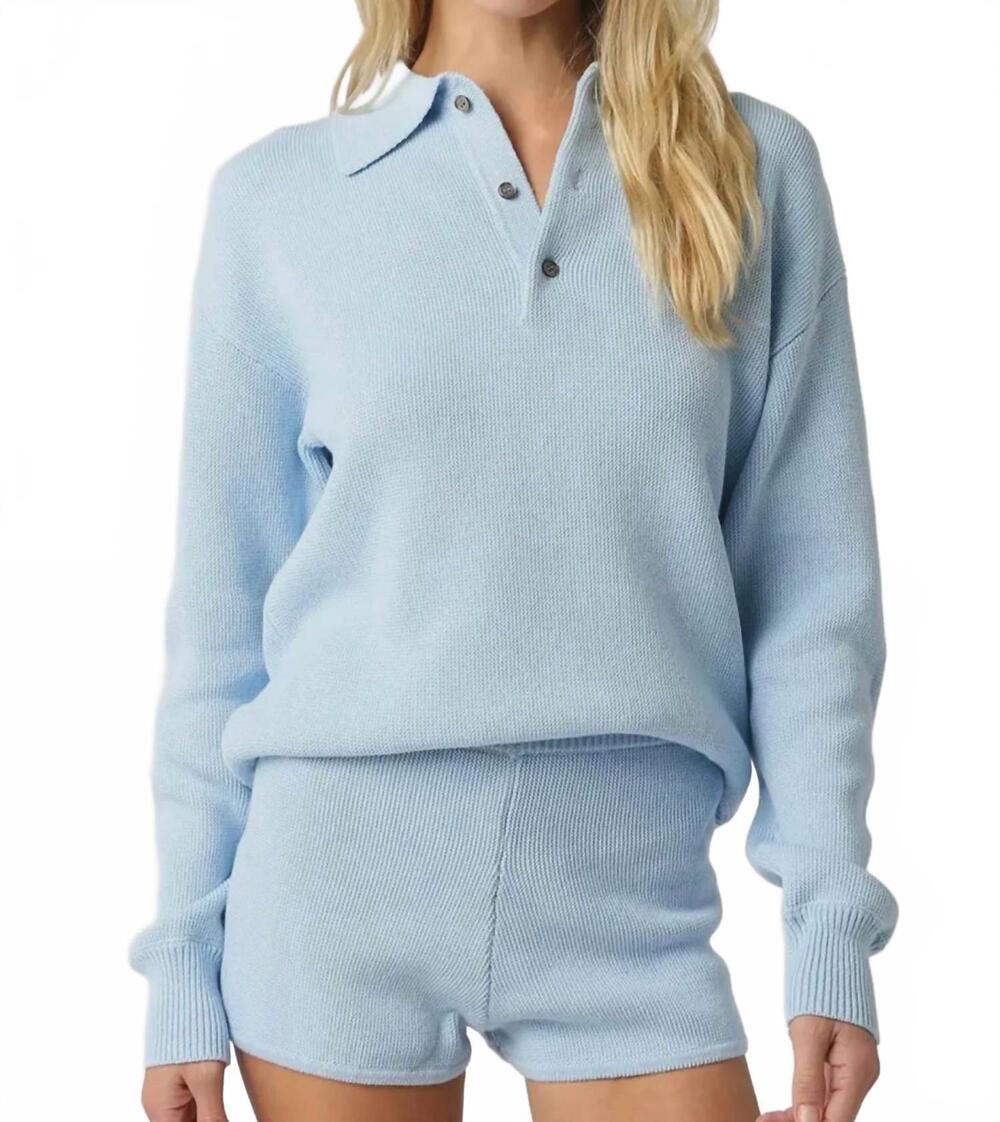 NEW LE LIS caitlyn knit top in light blue